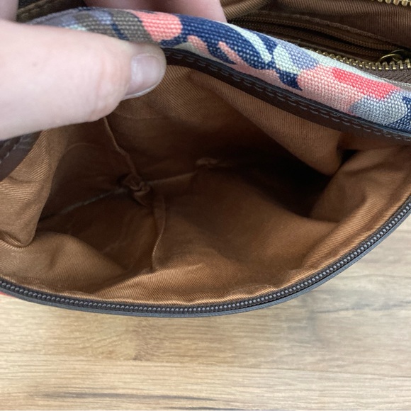 Fossil Jenna Floral Crossbody Canvas Leather Bag Blue Multicolor - Picture 10 of 14